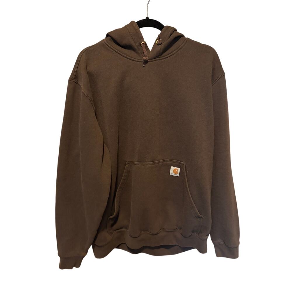 Carhartt Men's Large Original Fit Hoodie Dark Brown Pullover Workwear K121